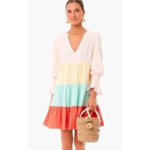 Pomander Place Kenzo Dress‎ Womens Pastel 2XL Tiered Mini Preppy Beachy Coastal